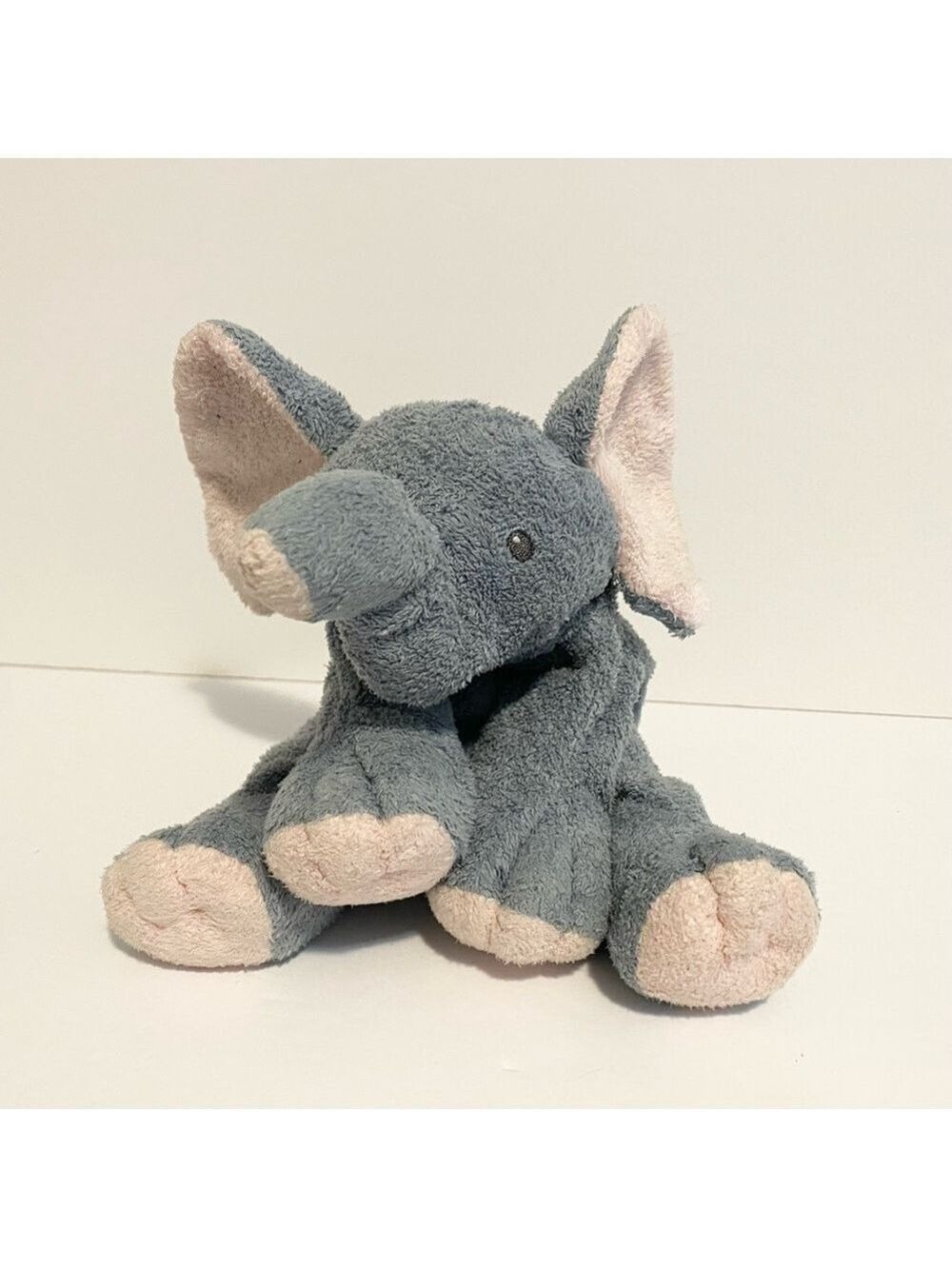 TY Pluffies Elephant Winks Tylux Baby Plush Stuffed Animal 2002 Gray Pink 9” Toy